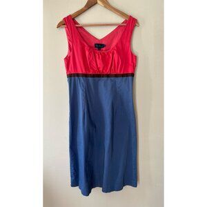 Boden Sz 12 Reg. Slim Juniors Fully Lined Tank Midi Dress Pink Blue Side Zip